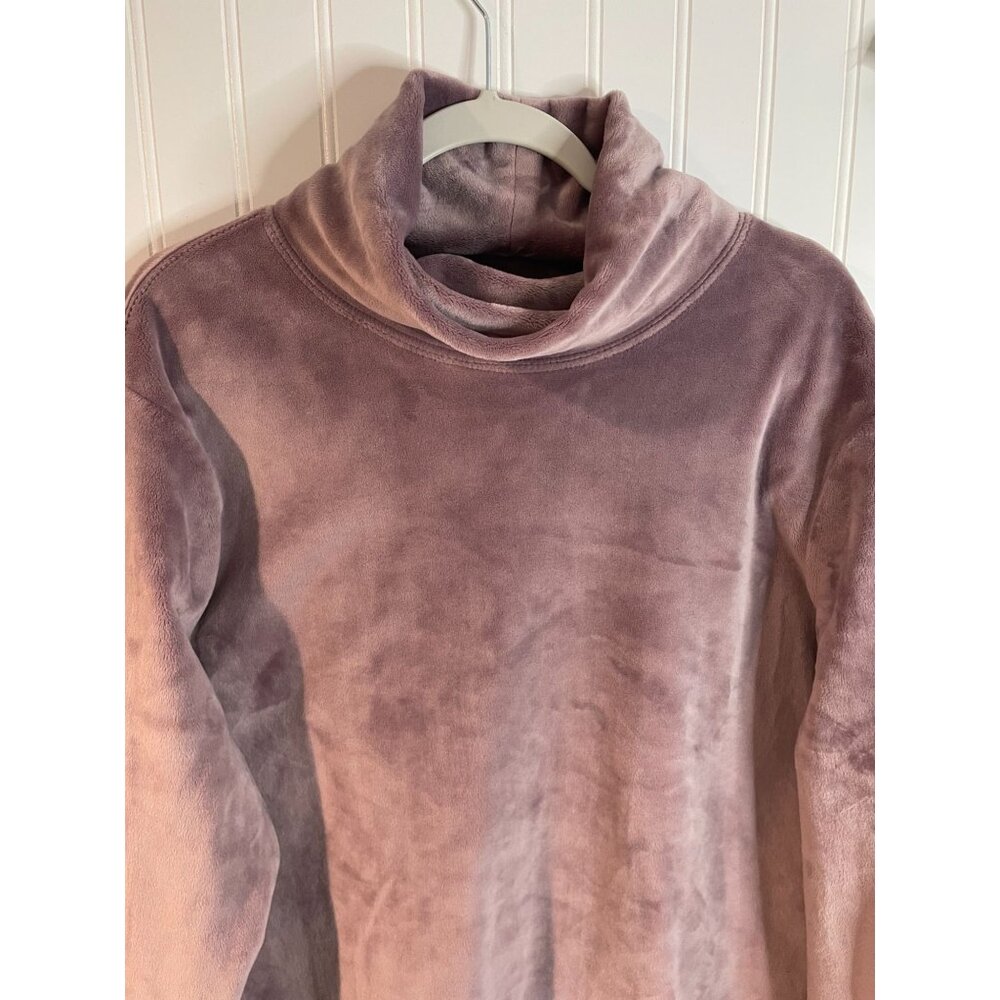 Te Verde Womens Plush Velvet Cowl Neck Pullover Sweater XL Lilac Purple